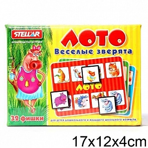 Лото «Весёлые зверята», 32 фишки (Stellar, 00905)